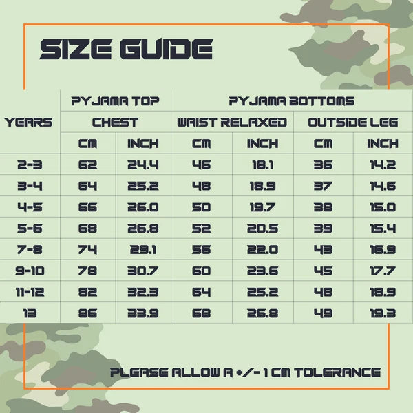 Boys Camo Pyjama Set Summer Outfit 2-Piece PJ's Nightwear Camouflage 2-13 Years