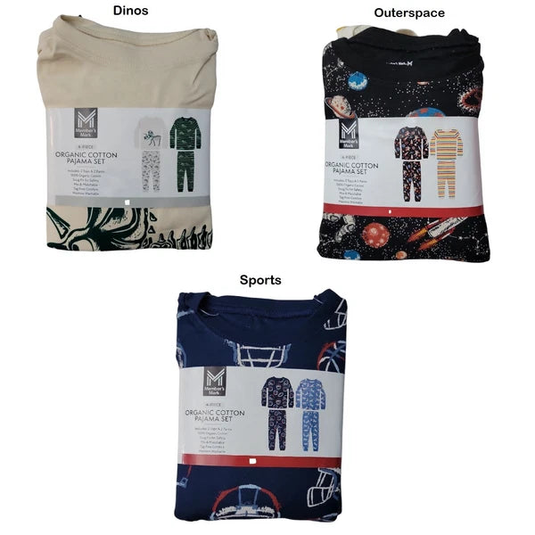 Member's Mark Toddler & Boys 4-Piece Organic Cotton Pajama Set