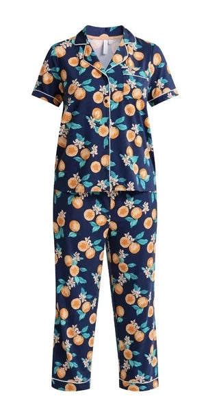 Joyspun Womens Notch Collar & Capri pants Sleep Set, Size S - 3XL