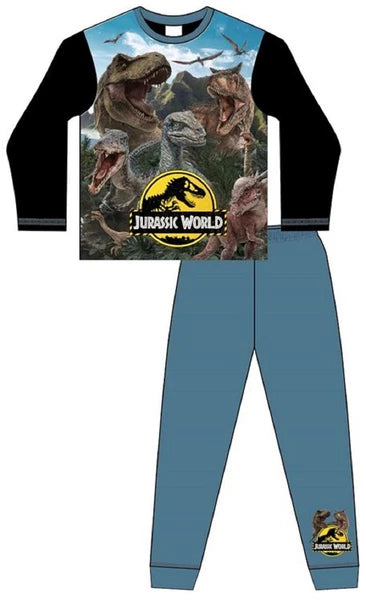 JURASSIC WORLD Boy's Pyjamas / Long-Sleeved DINOSAUR PJs - Sizes 4-10 Years