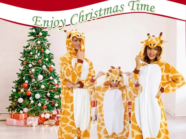 Giraffe One Piece Pajamas For Kids Unisex Christmas Winter Warm Cozy Homewear