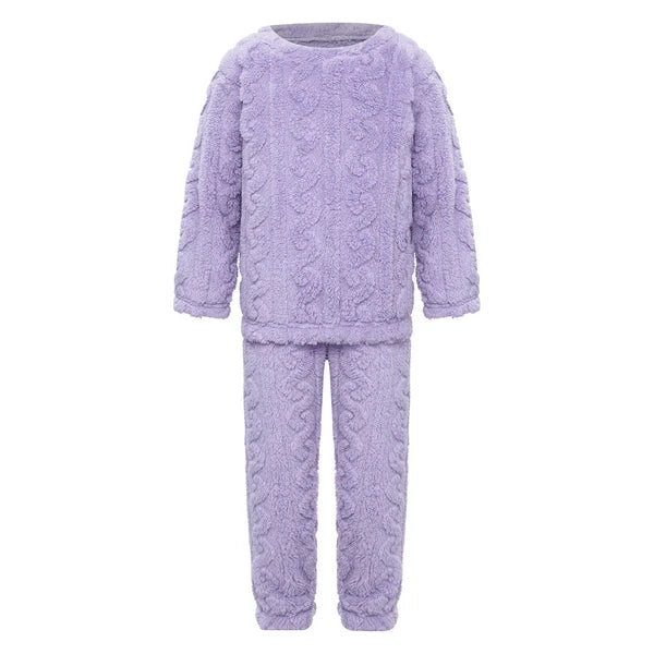 Kids Girls Set Nightwear Outfits Boys Pajamas Warm Winter Homewear Round Neck