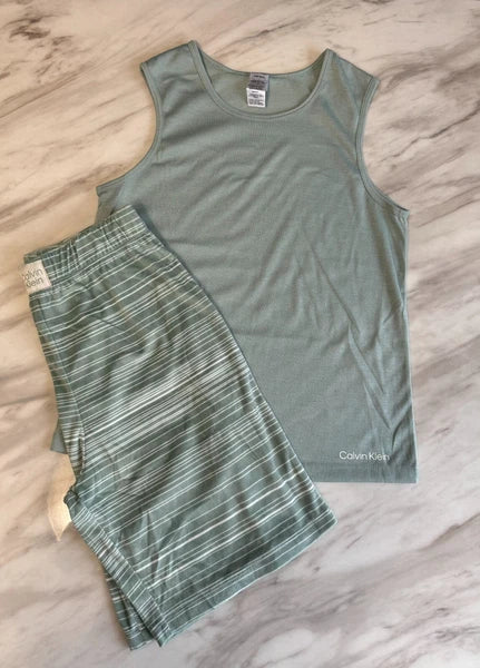 Ck Calvin Klein-Boys Short Sleeve Button-down Shirt and Shorts Pajama Set 3 NEW