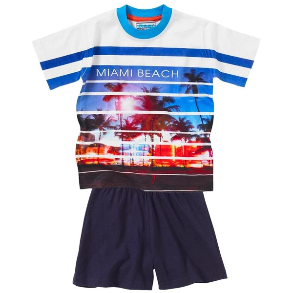 Boys Short Summer Pyjamas Dinosaur Shark Crocodile T-Rex Cotton 12mth-6yr Bedlam