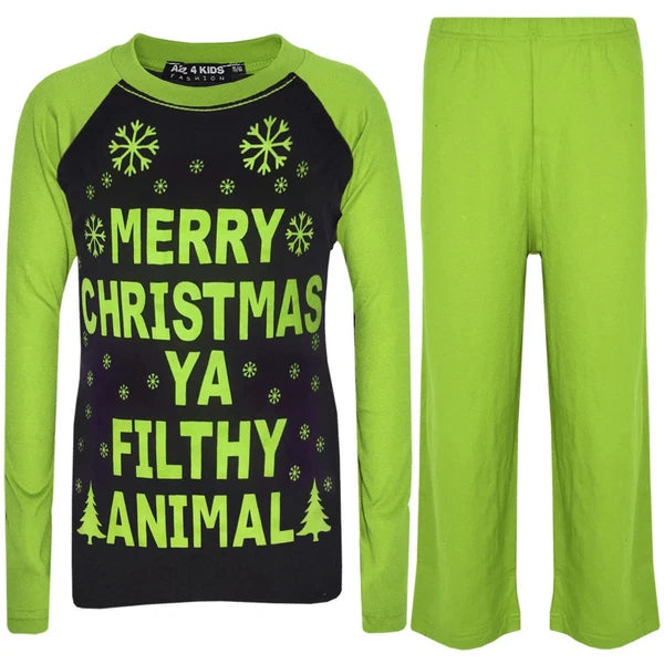 Kids Girls Boys PJ'S YA FILTHY Print Christmas Pyjamas Set 2-13