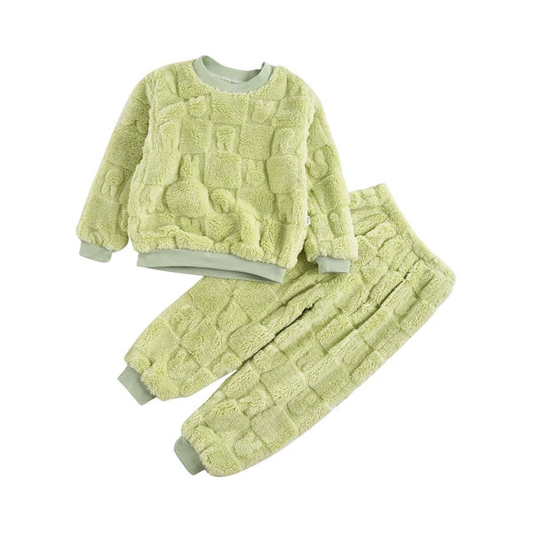 Kids Girls Outfits Fall Pajamas Set Plush Loungewear Trousers Homewear Casual