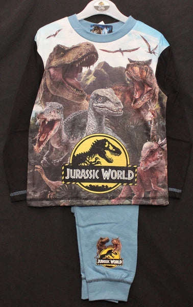 JURASSIC WORLD Boy's Pyjamas / Long-Sleeved DINOSAUR PJs - Sizes 4-10 Years