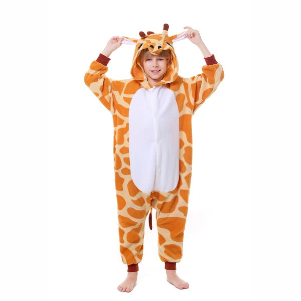 Giraffe One Piece Pajamas For Kids Unisex Christmas Winter Warm Cozy Homewear