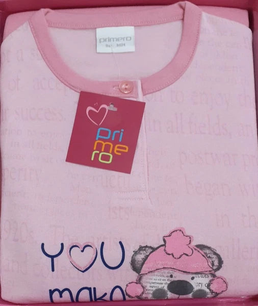 Serafino Girl Long Sleeve Cotton Fleece Pyjamas Primero