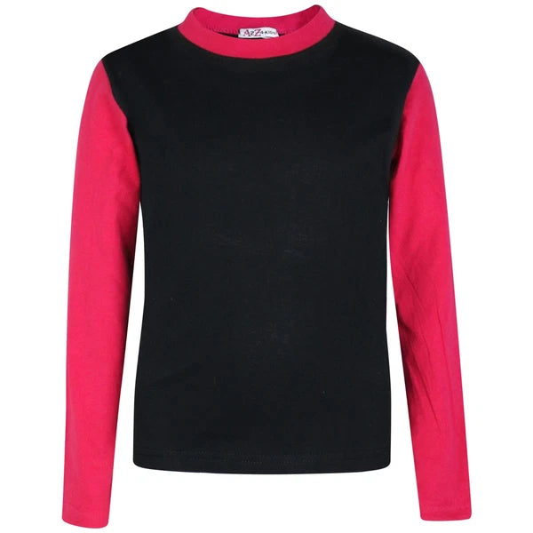 Kids Boys Girls Contrast Color Pjs Plain Stylish Pyjamas Set New Age 2-13 Years