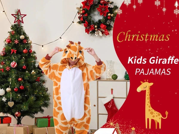 Giraffe One Piece Pajamas For Kids Unisex Christmas Winter Warm Cozy Homewear