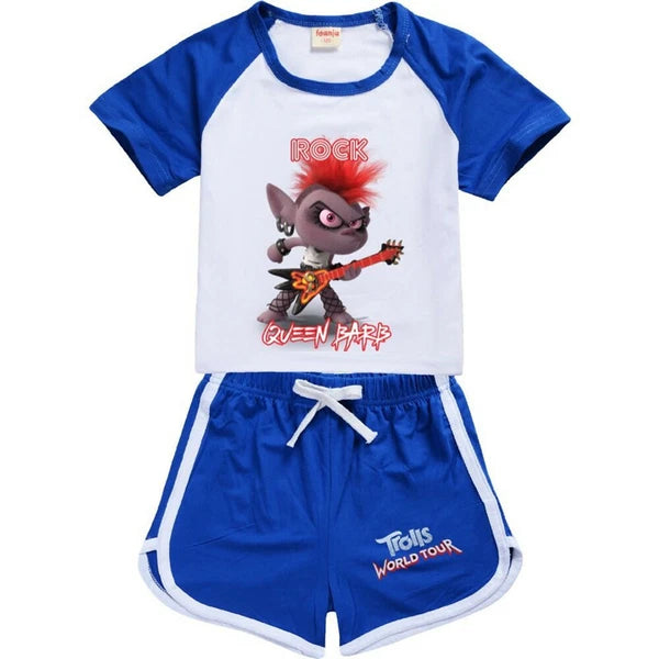 Hot Trolls Rock Queen Barb Shorts T-shirt Outfits Kids PJ'S Loungewear Tracksuit