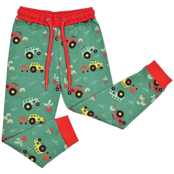 Kids Boys Girls Pyjamas Tractor Contrast Top Bottom Sleepwear Set Age 2-13 Years