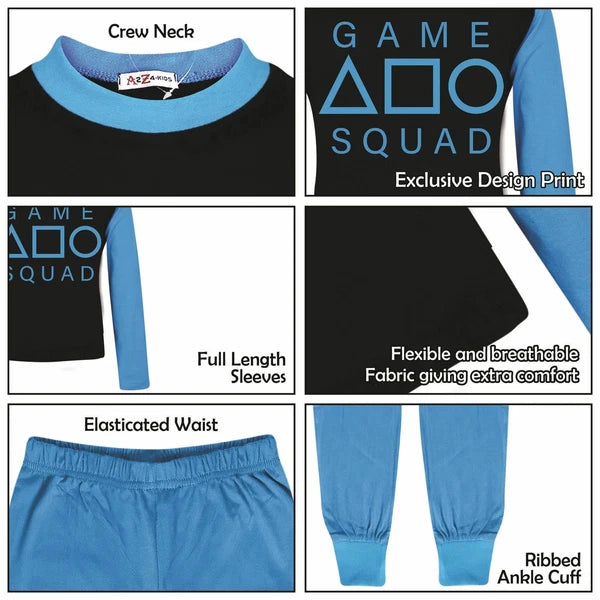 Kids Boys Girls Game Squad Cosplay Pyjamas Blue Sleepwear Children PJs Set
