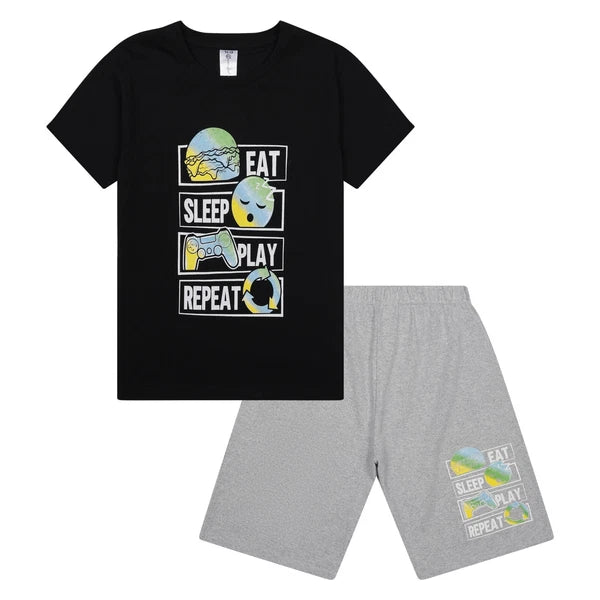 Boys Gamer Short Pyjama Set Kids Gaming Theme PJ Sets Nightwear 9 to 16 Years
