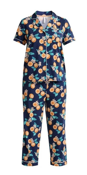 Joyspun Womens Notch Collar & Capri pants Sleep Set, Size S - 3XL