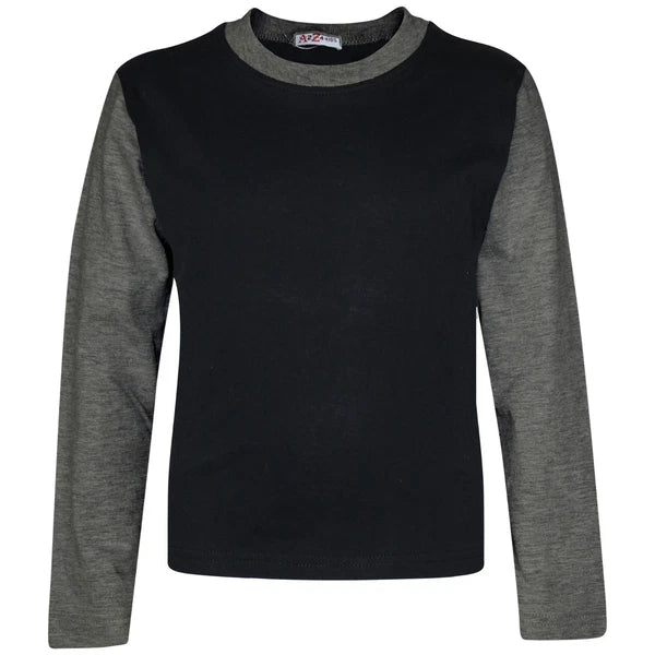 Kids Boys Girls Contrast Color Pjs Plain Stylish Pyjamas Set New Age 2-13 Years