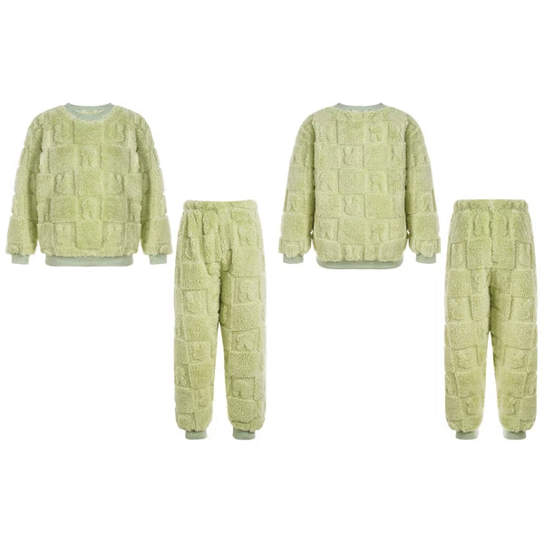 Kids Girls Outfits Fall Pajamas Set Plush Loungewear Trousers Homewear Casual