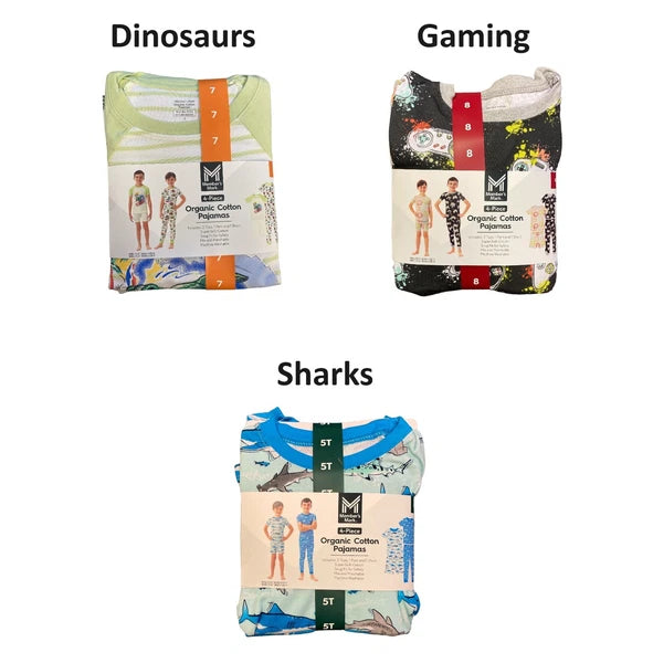 Member's Mark Boys 4 Piece Super Soft Organic Cotton Pajama Set