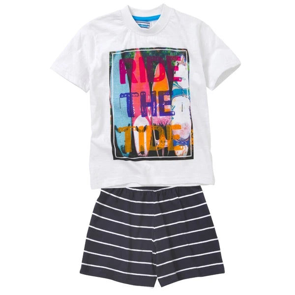 Boys Short Summer Pyjamas Dinosaur Shark Crocodile T-Rex Cotton 12mth-6yr Bedlam