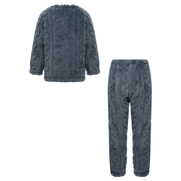 Kids Girls Set Nightwear Outfits Boys Pajamas Warm Winter Homewear Round Neck