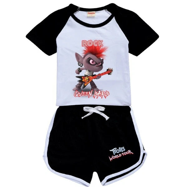Hot Trolls Rock Queen Barb Shorts T-shirt Outfits Kids PJ'S Loungewear Tracksuit
