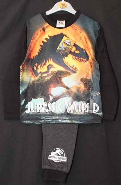 JURASSIC WORLD Boy's Pyjamas / Long-Sleeved DINOSAUR PJs - Sizes 4-10 Years
