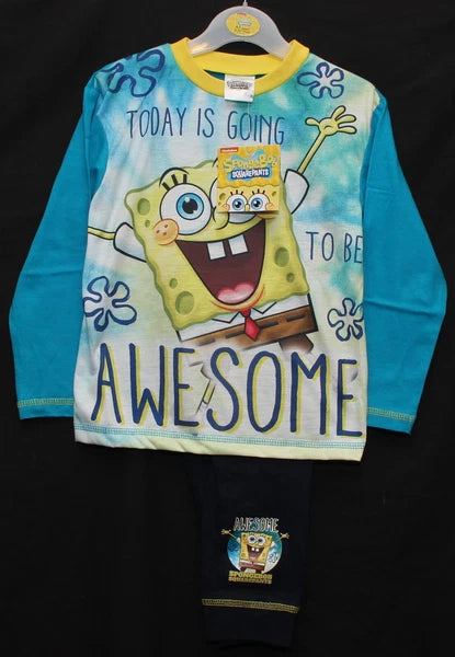 Boy's SPONGEBOB SQUAREPANTS Pyjamas / Long-Sleeved PJs - Sizes 4-10 Years