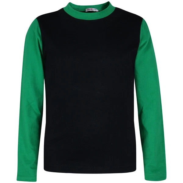 Kids Boys Girls Contrast Color Pjs Plain Stylish Pyjamas Set New Age 2-13 Years