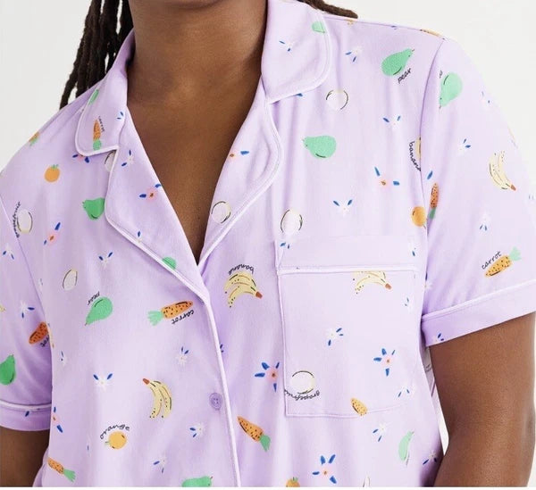 Joyspun Womens Notch Collar & Capri pants Sleep Set, Size S - 3XL