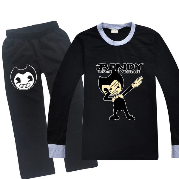 Kids Bendy The Ink Machine T shirt+Pants Pyjamas Nightwear Sleepwear PJ Sets New