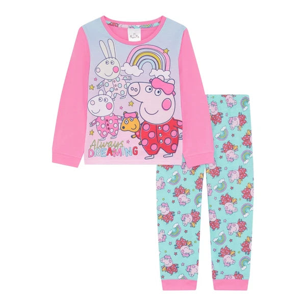 Girls Peppa Pig Toddler / Younger Pyjama Set Pink Size 18m- 5 Years Long Sleeved