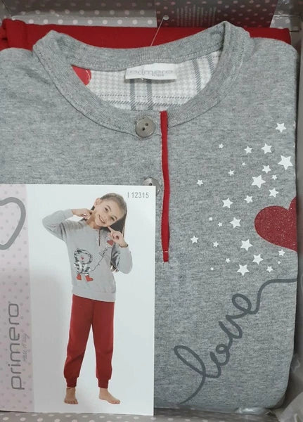 Serafino Girl Long Sleeve Cotton Fleece Pyjamas Primero