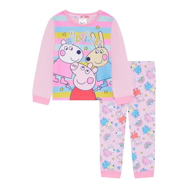 Girls Peppa Pig Toddler / Younger Pyjama Set Pink Size 18m- 5 Years Long Sleeved