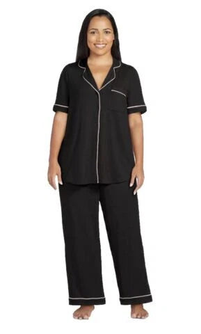 Joyspun Womens Notch Collar & Capri pants Sleep Set, Size S - 3XL