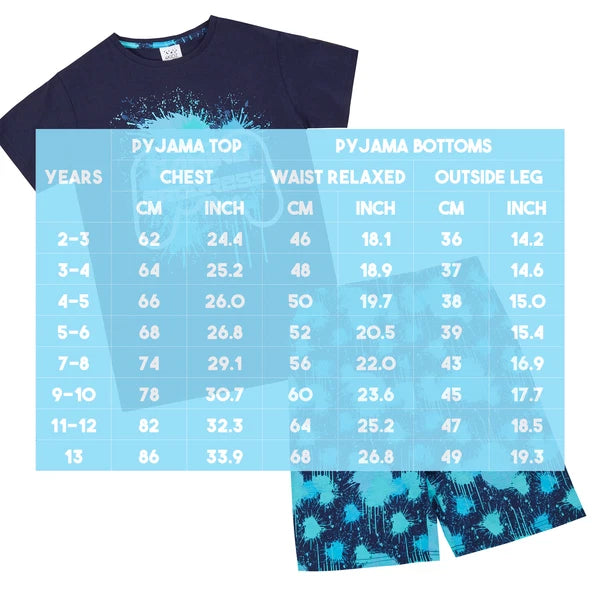 Kids Boys 2 Piece Pyjama Set Cotton Rich PJs Summer Pyjamas Jammies 2-13 Years