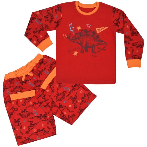 Kids Boys Dinosaur Pajamas Kids PJS 2 Piece Dino Set Lounge Costume-