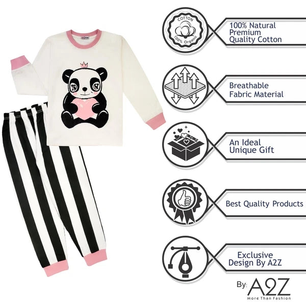 Kids Girls Boys Xmas Pyjamas Baby Pink Panda Animal Xmas Set Lounge Suit