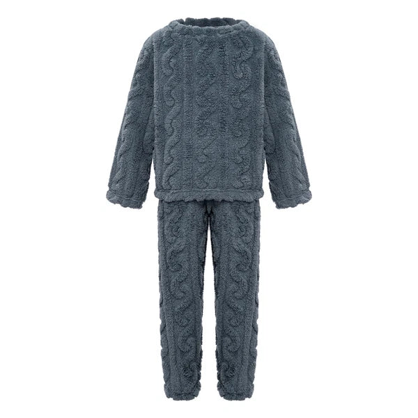 Kids Girls Set Nightwear Outfits Boys Pajamas Warm Winter Homewear Round Neck