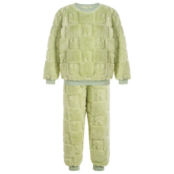 Kids Girls Loungewear Fall Pajamas Set Soft Outfits Solid Color Nightwear 2Pcs