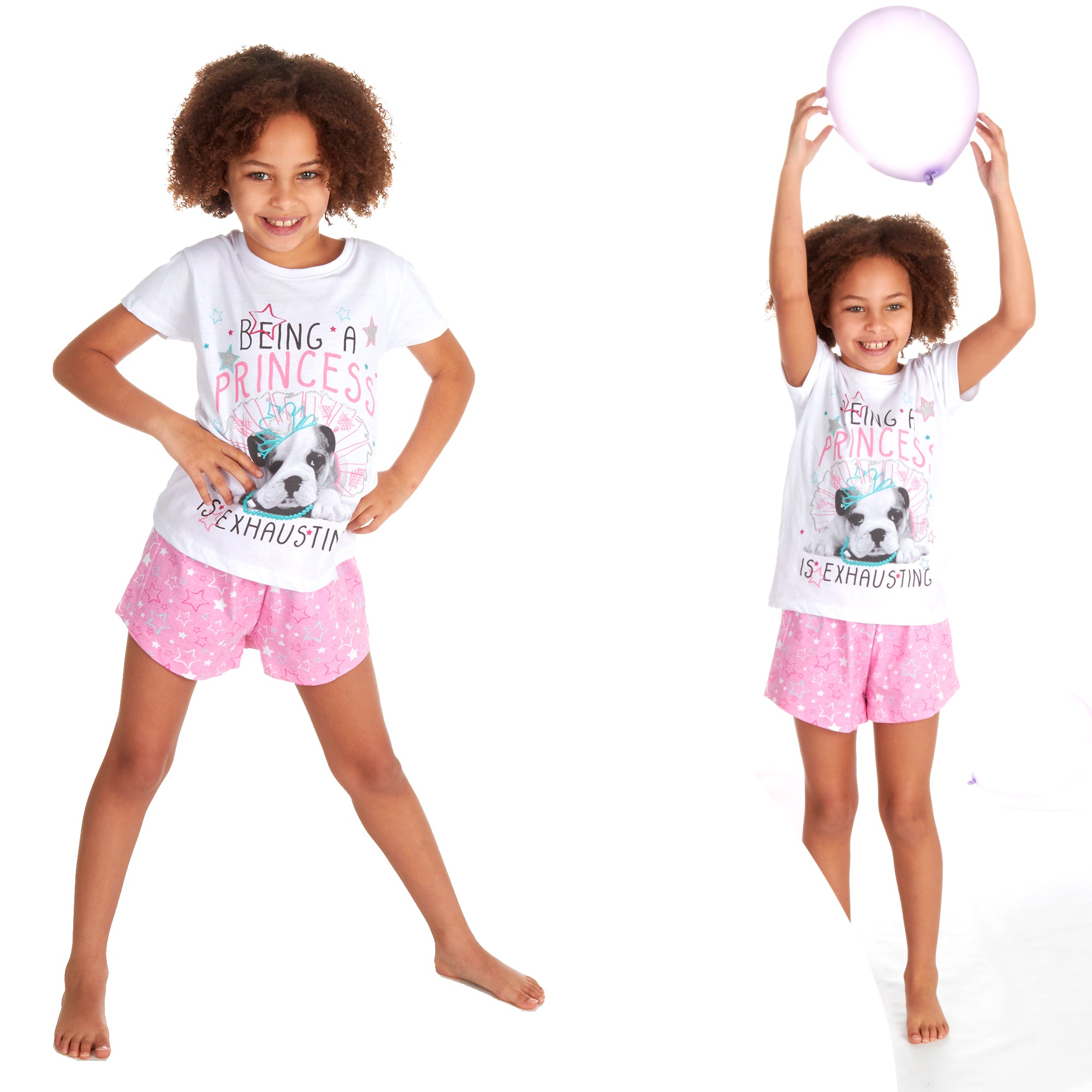 Girls Short Pyjamas Kids Jersey Summer Short Sleeved Pyjama Set Nightwear PJs UK
