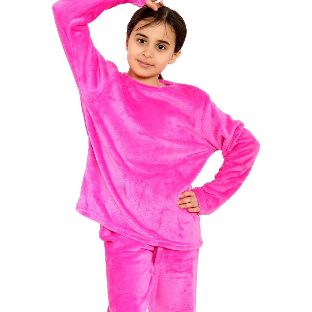 Kids Childrens Warm Fleece Pyjamas For Boys & Girls Sleepover 2 Piece Gift Set