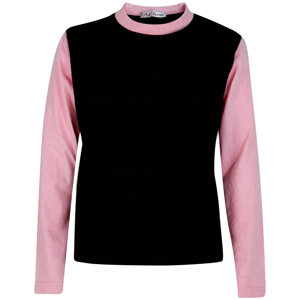 Kids Girls Boys Pjs Contrast Color Plain Stylish Pyjamas Set New Age 2-13 Years