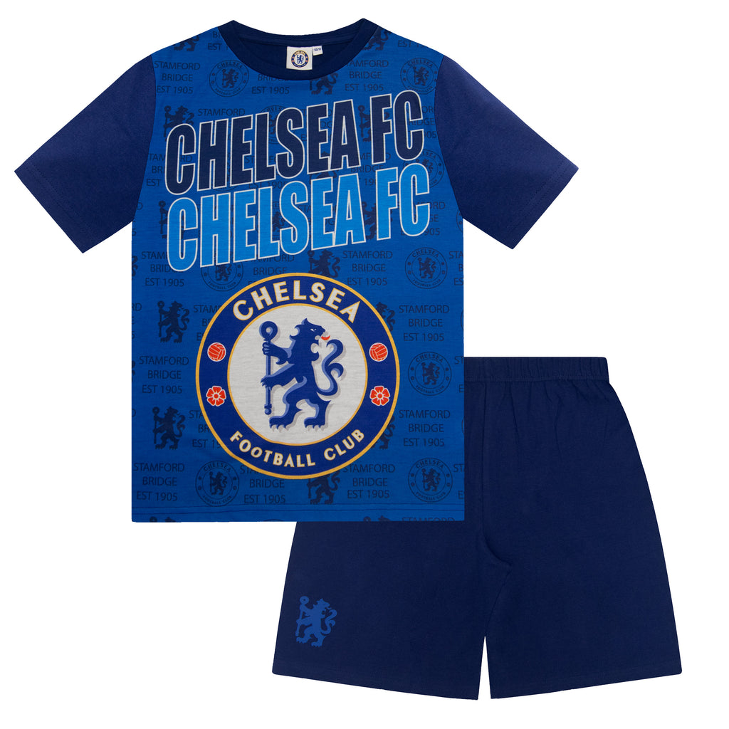 Chelsea Boys Pyjamas Short Kids OFFICIAL Football Gift