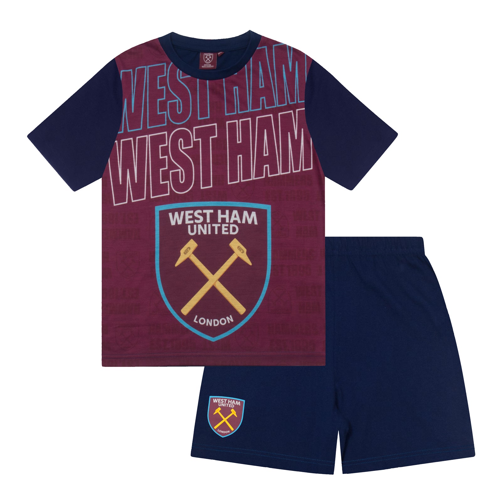 West Ham United FC Boys Pyjamas Short Kids OFFICIAL Football Gift
