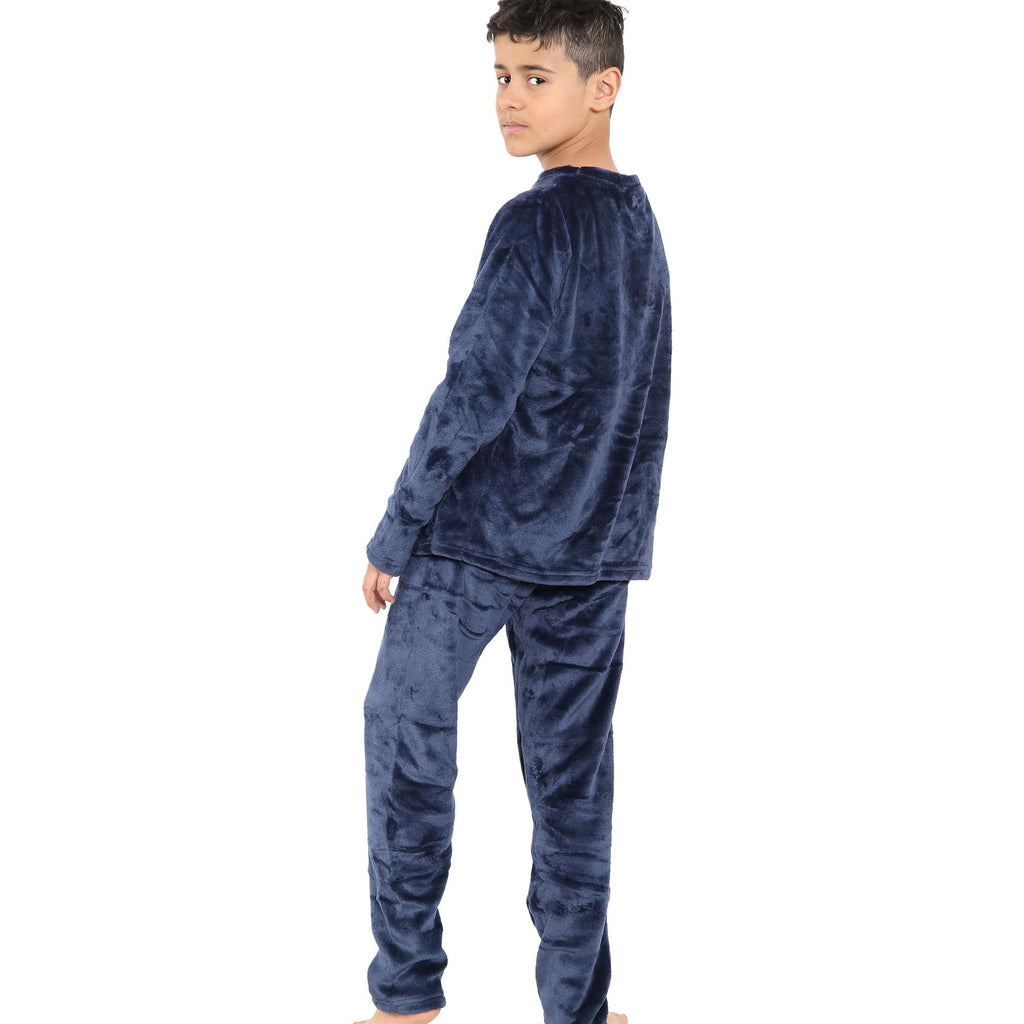 Kids Childrens Warm Fleece Pyjamas For Boys & Girls Sleepover 2 Piece Gift Set
