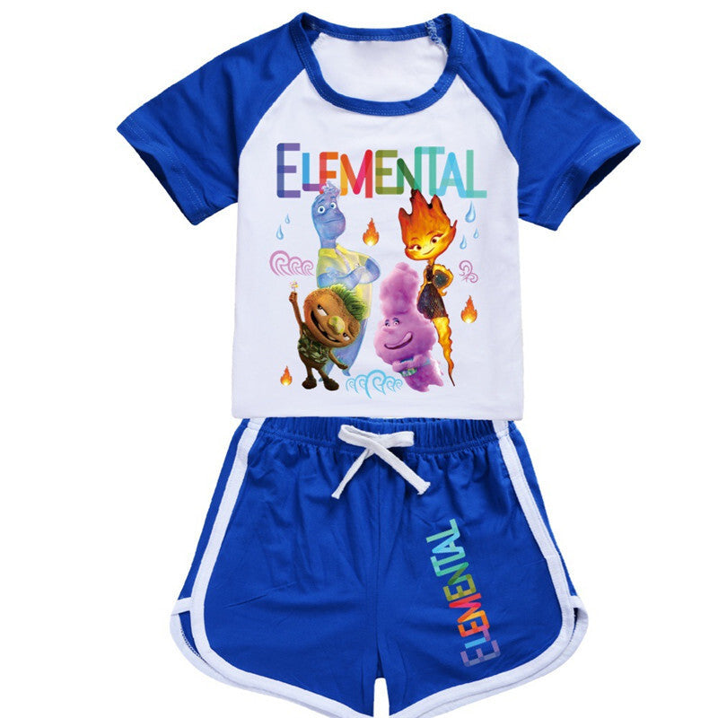Shorts T-Shirt Set Kids PJ'S Loungewear Tracksuit New Elemental Girls-