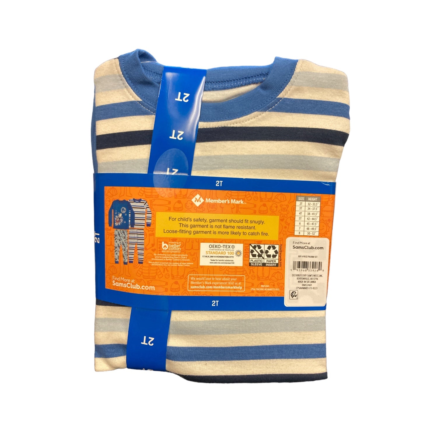 Member's Mark Infant/Youth Boy's 4 Piece Tight Fit Long Sleeve & Pant Pajama Set