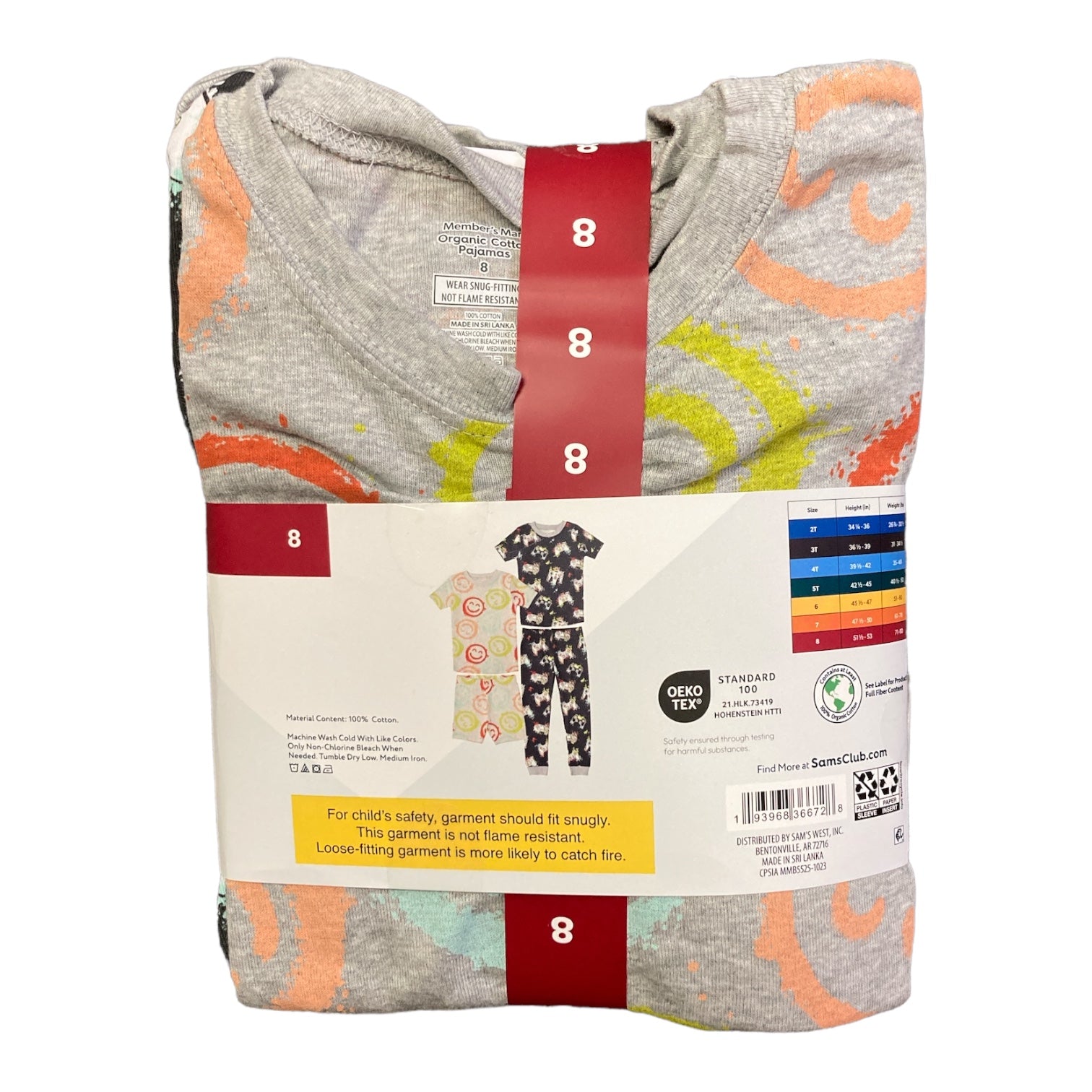 Member's Mark Boys 4 Piece Super Soft Organic Cotton Pajama Set