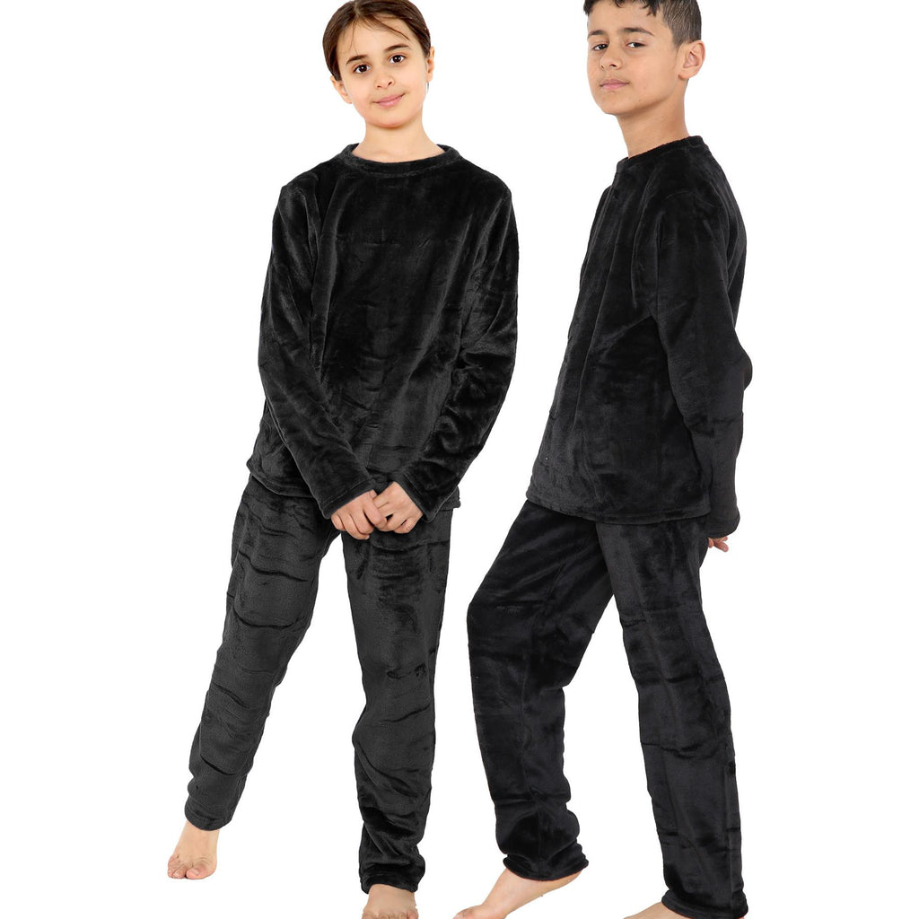 Kids Childrens Warm Fleece Pyjamas For Boys & Girls Sleepover 2 Piece Gift Set